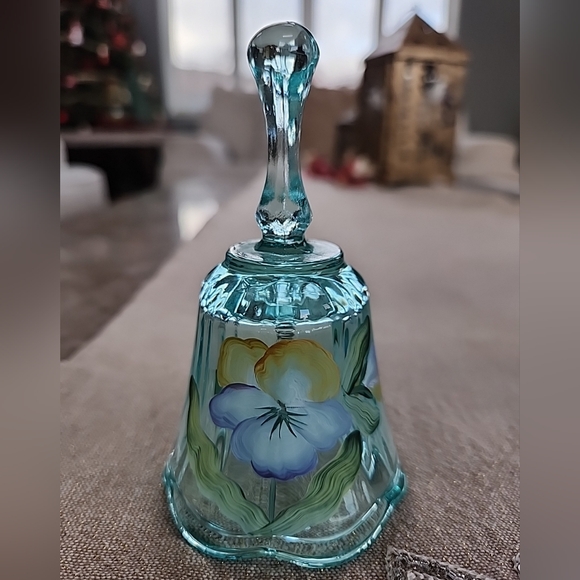 Fenton Hand Painted Glass Bells, Lot Of 2, 4 1/2" Tall - Picture 2 of 10
